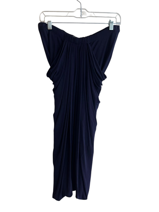 Yigal Size 1 Navy Rayon Drape Pockets Elastic Waist Below knee Skirt Navy / 1
