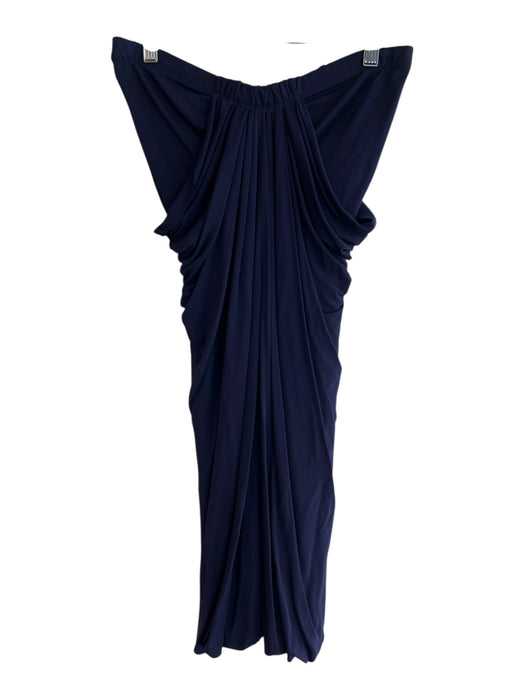 Yigal Size 1 Navy Rayon Drape Pockets Elastic Waist Below knee Skirt Navy / 1