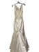 Allure Bridal Size Est XS/S Champagne Satin & Lace Back Button Sleeveless Gown Champagne / Est XS/S