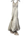 Allure Bridal Size Est XS/S Champagne Satin & Lace Back Button Sleeveless Gown Champagne / Est XS/S