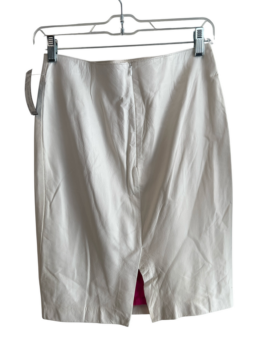 Blumera Size Small White Lamb leather Lined Back Zip Pencil Knee length Skirt White / Small