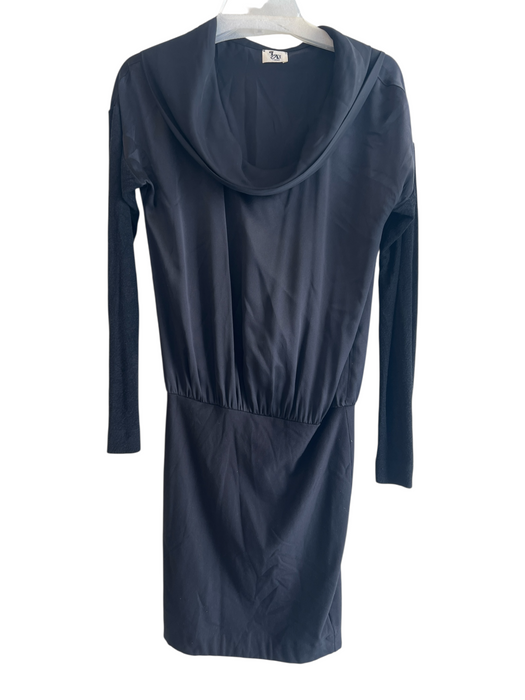 LA't by L'Agence Size Small Black Silk Viscose Draped neck Long Sleeve Dress Black / Small