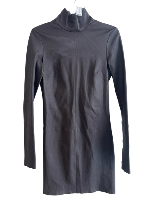 Helmut Lang Size 6 Dark Brown Lamb leather Long Sleeve Standing Collar Dress Dark Brown / 6
