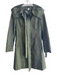 Badgley Mischka Green Polyester Belted Ruffle Collar Single Breasted Trenchcoat Green / Est M