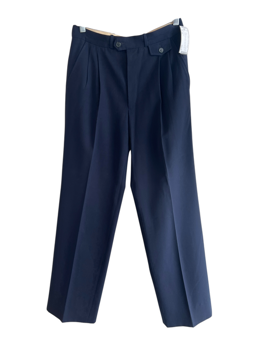 G. Gucci Size 44 Navy Wool Front Pleat Zip Fly Straight Cut Trouser Pants Navy / 44