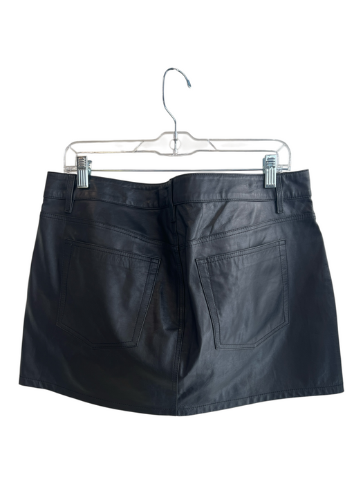GRLFRND Size Large Black Leather Zip Fly 5 Pocket Mini Skirt Black / Large