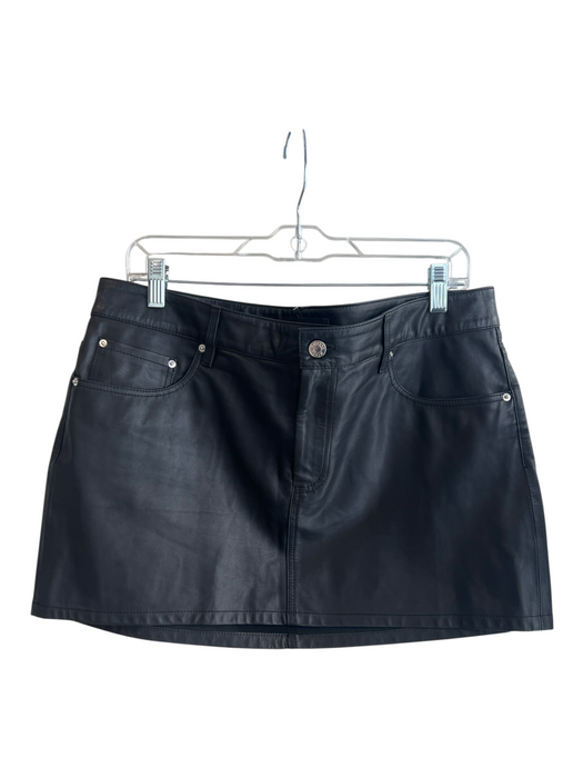 GRLFRND Size Large Black Leather Zip Fly 5 Pocket Mini Skirt Black / Large