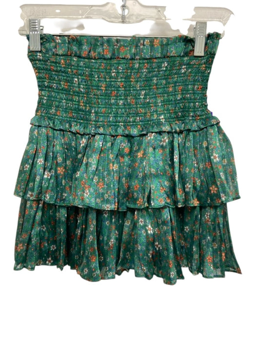 Reset Size S Green & Multi Polyester Floral Tiered Smocked Waist Skirt Green & Multi / S