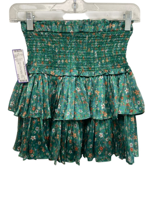 Reset Size S Green & Multi Polyester Floral Tiered Smocked Waist Skirt Green & Multi / S