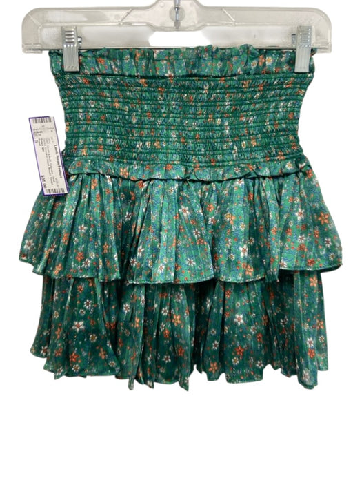 Reset Size S Green & Multi Polyester Floral Tiered Smocked Waist Skirt Green & Multi / S