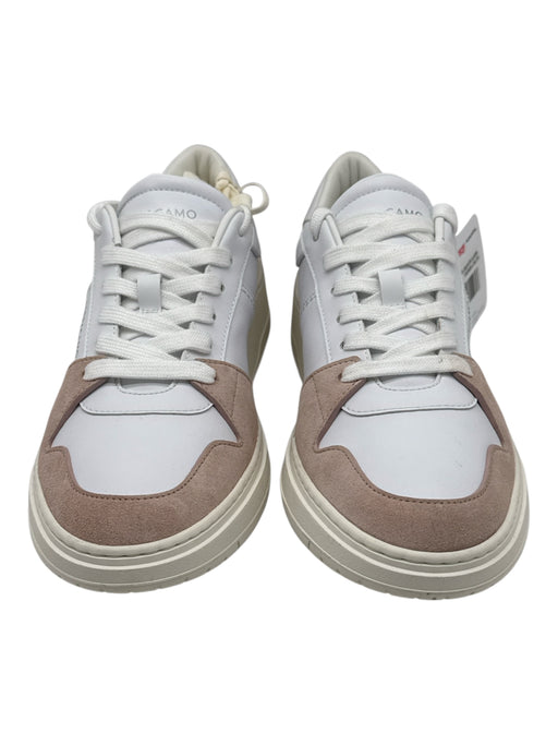 Ferragamo Shoe Size Est 9 NWT White & Beige Leather & Suede Solid Sneaker Shoes White & Beige / Est 9