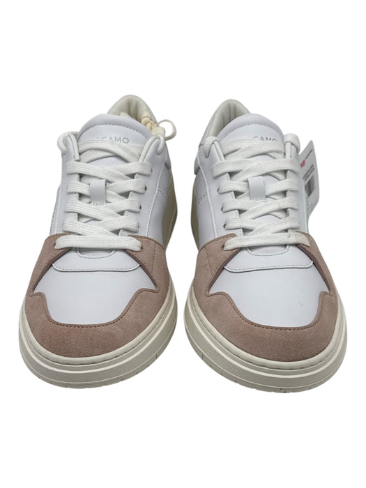 Ferragamo Shoe Size Est 9 NWT White & Beige Leather & Suede Solid Sneaker Shoes White & Beige / Est 9