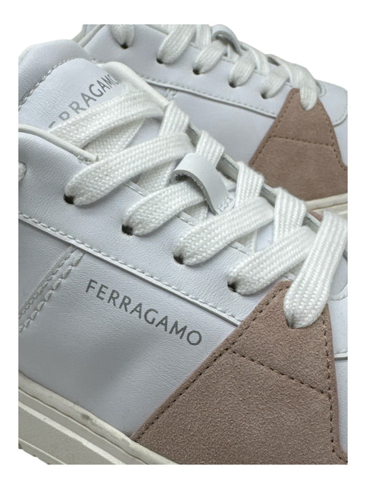 Ferragamo Shoe Size Est 9 NWT White & Beige Leather & Suede Solid Sneaker Shoes White & Beige / Est 9