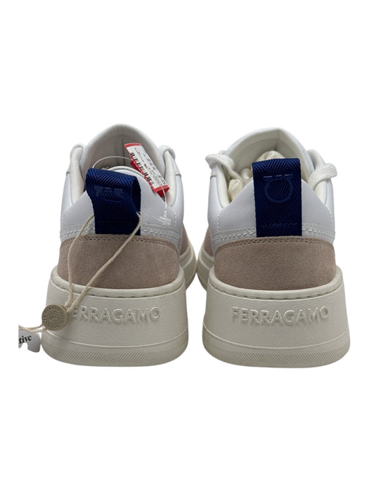 Ferragamo Shoe Size Est 9 NWT White & Beige Leather & Suede Solid Sneaker Shoes White & Beige / Est 9