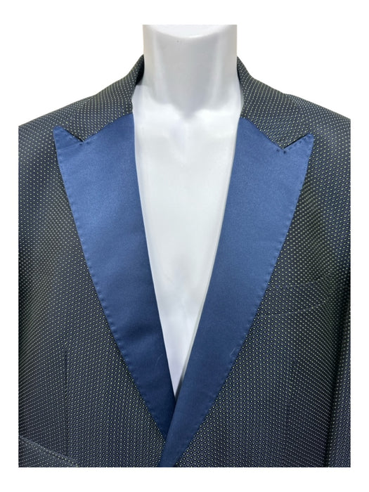 Robert Graham Navy & Green Polyester Blend Dots Dinner Jacket Men's Blazer Navy & Green / 44