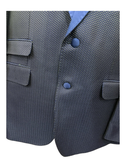 Robert Graham Navy & Green Polyester Blend Dots Dinner Jacket Men's Blazer Navy & Green / 44