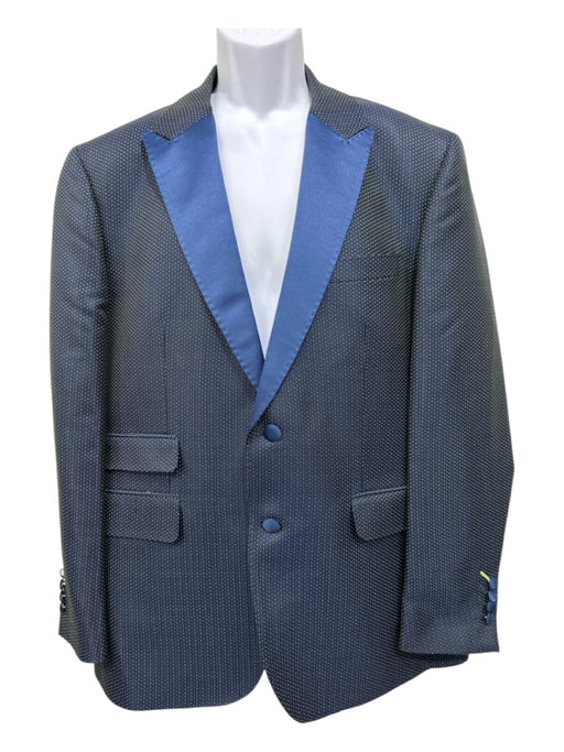 Robert Graham Navy & Green Polyester Blend Dots Dinner Jacket Men's Blazer Navy & Green / 44