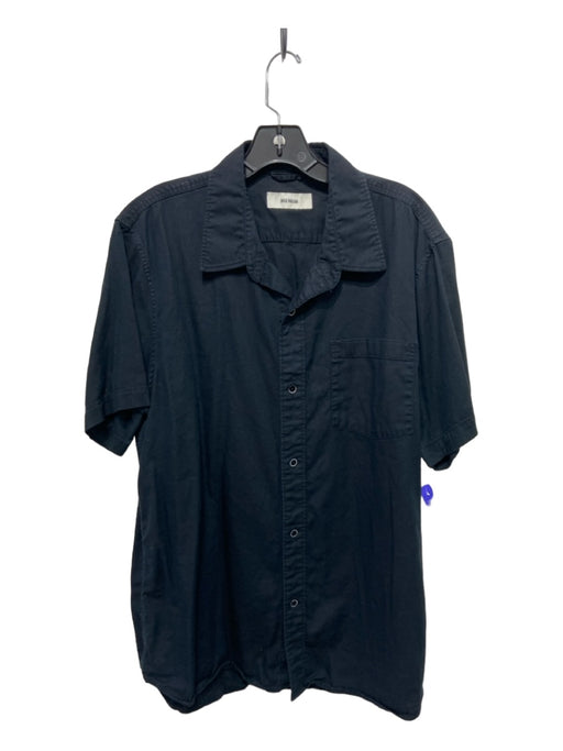 Buck Mason Size XL Black Cotton Blend Solid Button Down Men's Short Sleeve XL