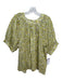 J Crew Size XXL Yellow, Green & White Cotton Short Balloon Sleeve Round Neck Top Yellow, Green & White / XXL