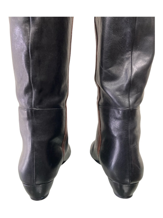 Loeffler Randall Shoe Size 10 Black & Brown Leather Almond Toe Pull On Boots Black & Brown / 10