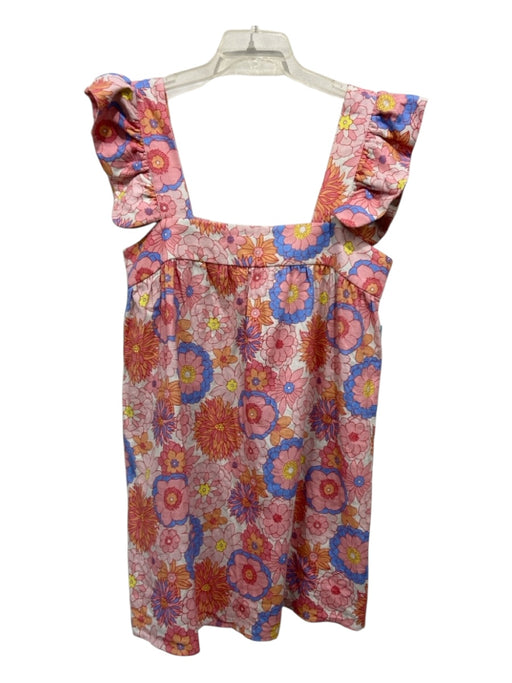 Tuckernuck Size L Pink, Blue, Multi Linen Blend Ruffle Cap Sleeve Floral Dress Pink, Blue, Multi / L