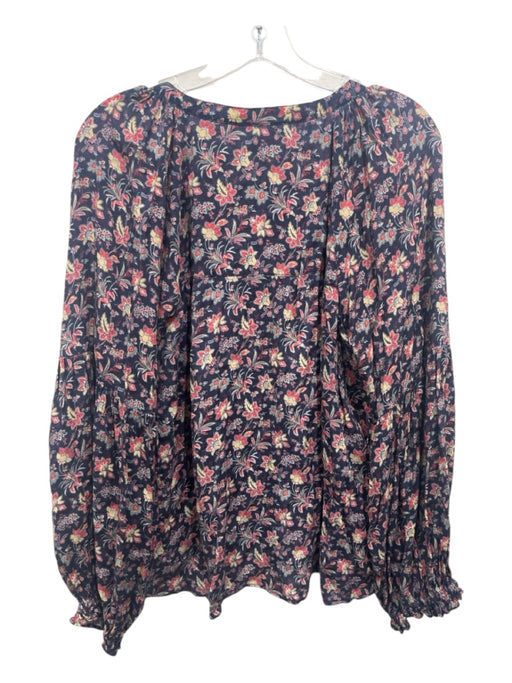 Love The Label Size XL Navy Blue, Red, Multi Viscose Long Sleeve Floral Top Navy Blue, Red, Multi / XL