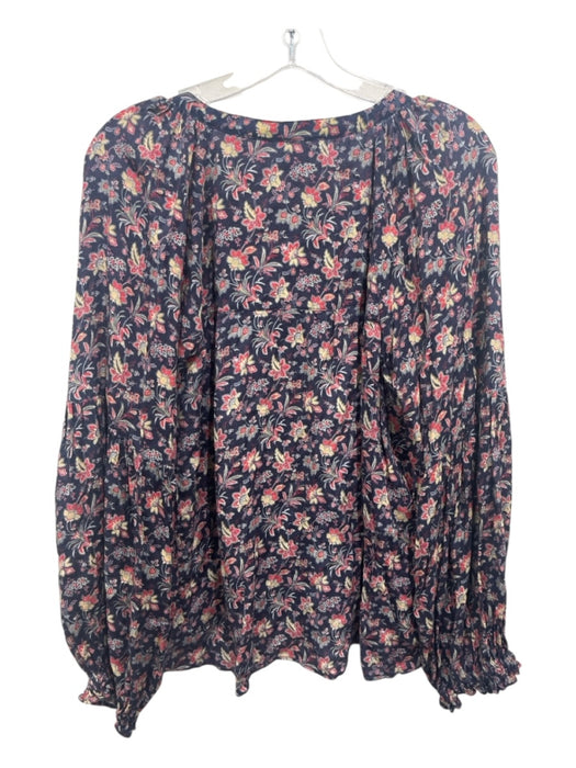 Love The Label Size XL Navy Blue, Red, Multi Viscose Long Sleeve Floral Top Navy Blue, Red, Multi / XL