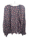 Love The Label Size XL Navy Blue, Red, Multi Viscose Long Sleeve Floral Top Navy Blue, Red, Multi / XL