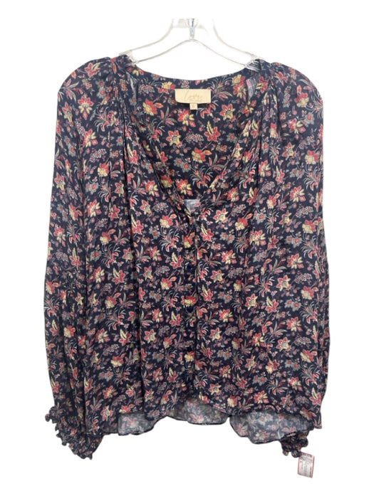 Love The Label Size XL Navy Blue, Red, Multi Viscose Long Sleeve Floral Top Navy Blue, Red, Multi / XL