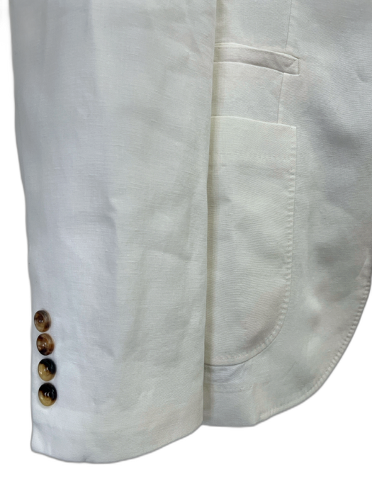 Brunello Cucinelli White Linen Solid 3 button Men's Suit White / 58