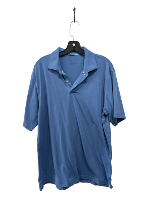 Peter Millar Size M Light blue Cotton Blend Solid Polo Men's Short Sleeve M
