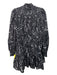 Cinq a Sept Size 0 Black & White Polyester Long Sleeve Script Tiered Dress Black & White / 0