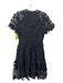 Shoshanna Size 0 Black Polyester Short Sleeve Floral Lace Tiered Dress Black / 0