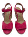 Prada Shoe Size 37 Hot pink Suede Raffia Ankle Strap Peep Toe Wedges Hot pink / 37