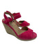 Prada Shoe Size 37 Hot pink Suede Raffia Ankle Strap Peep Toe Wedges Hot pink / 37