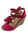 Prada Shoe Size 37 Hot pink Suede Raffia Ankle Strap Peep Toe Wedges Hot pink / 37