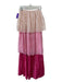 PQ Size S Hot Pink, Pink Cotton Blend Strapless Tiered Metallic Stripe Dress Hot Pink, Pink / S