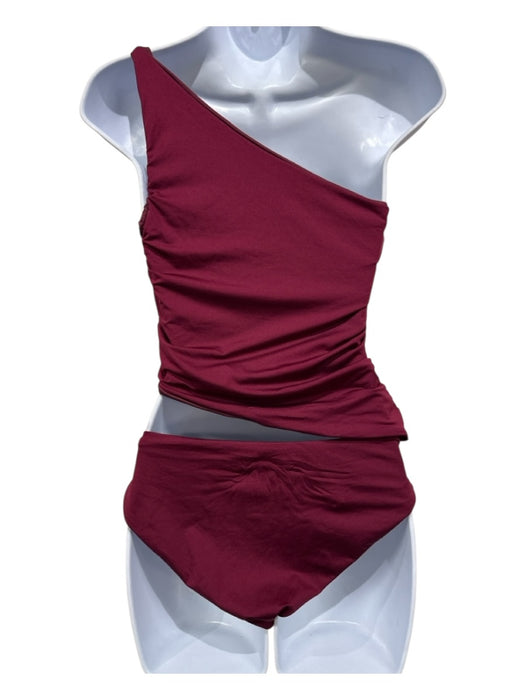 Agua Bendita Size S Burgundy Red Nylon Blend Rouched Cut Out One piece Swimsuit Burgundy Red / S