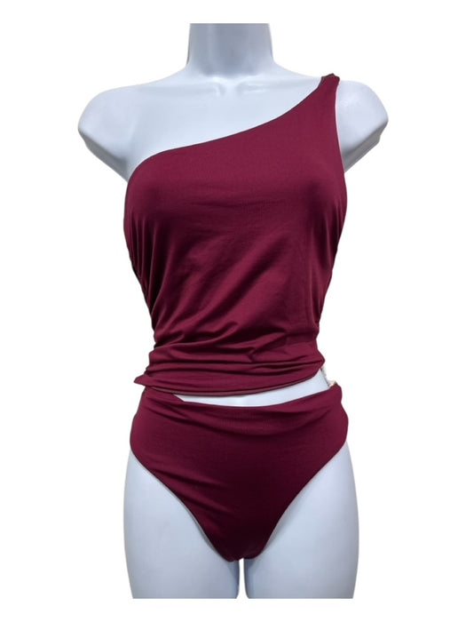 Agua Bendita Size S Burgundy Red Nylon Blend Rouched Cut Out One piece Swimsuit Burgundy Red / S