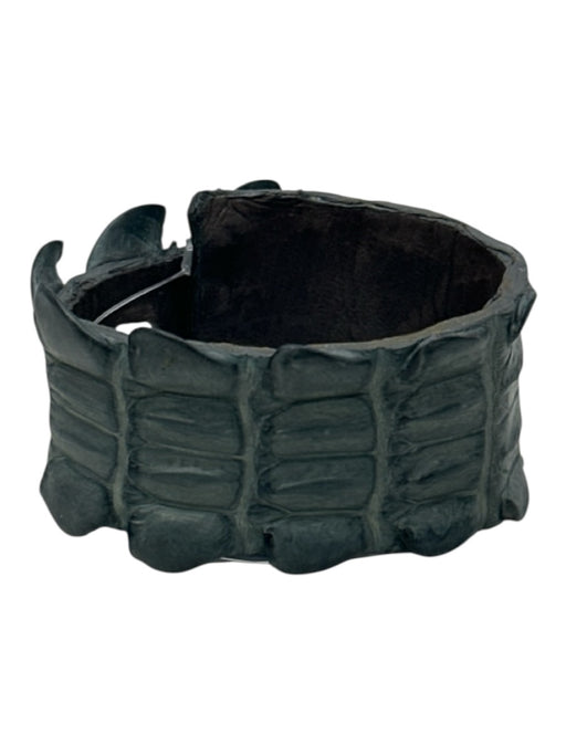 No Brand Blue Gray Crocodile Leather Wide Cuff Bracelet Blue Gray