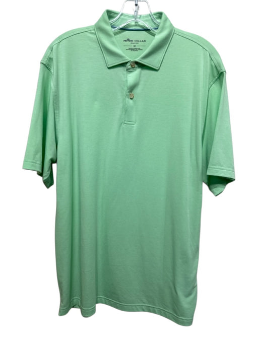 Peter Millar Size M Green Polyester Solid Polo Men's Short Sleeve Green / M