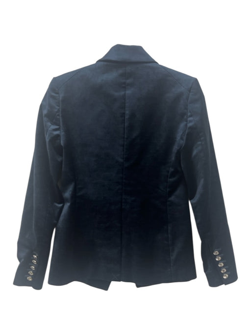 Elie Tahari Size XS Navy Blue Cotton Blend Velvet Crystal Buttons Blazer Jacket Navy Blue / XS