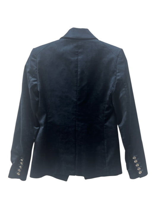 Elie Tahari Size XS Navy Blue Cotton Blend Velvet Crystal Buttons Blazer Jacket Navy Blue / XS