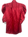 Frame Size XS Salmon Pink Silk 1/2 Sleeve Button Up Puff Shoulder Satin Top Salmon Pink / XS