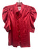 Frame Size XS Salmon Pink Silk 1/2 Sleeve Button Up Puff Shoulder Satin Top Salmon Pink / XS