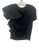 Red Valentino Size XS Black Cotton Short Sleeve Ruffle Detail Asymmetric Top Black / XS