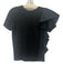 Red Valentino Size XS Black Cotton Short Sleeve Ruffle Detail Asymmetric Top Black / XS