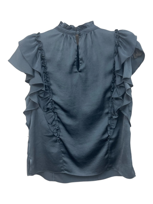 Veronica Beard Size 2 Slate Blue Polyester Ruffle Cap Sleeve Keyhole Back Top Slate Blue / 2