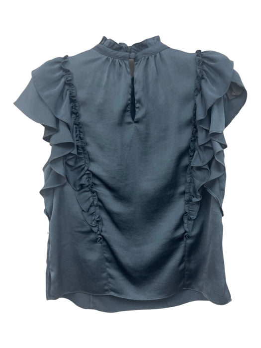 Veronica Beard Size 2 Slate Blue Polyester Ruffle Cap Sleeve Keyhole Back Top Slate Blue / 2