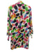 PatBo Size 2 White & Multi Cotton Abstract Print Button Front Long Sleeve Dress White & Multi / 2
